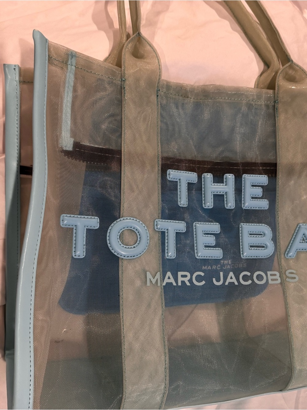 Marc Jacobs Light Blue Transparent Mesh Tote with Logo